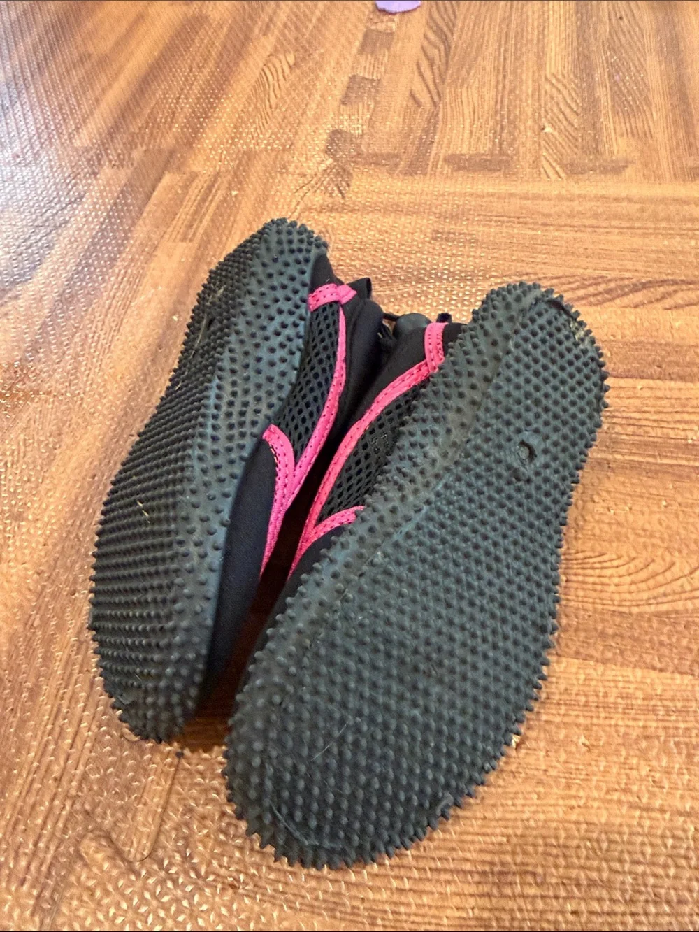 Kids Black Water Shoes with Pink Accents - Size 10